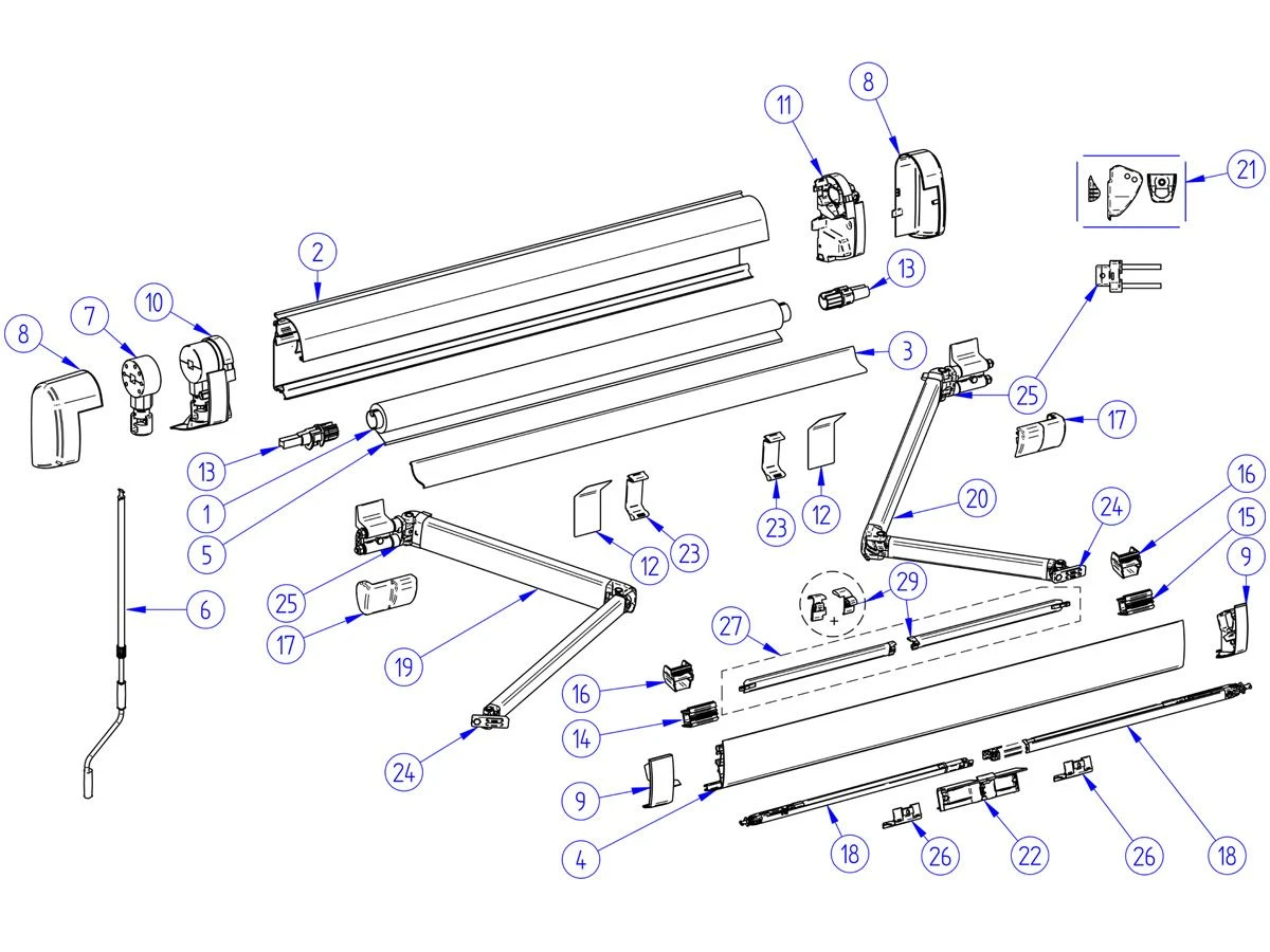 Thule Omnistor Set Eindkappen Cassette 5200 Antraciet 6 Thule Omnistor Set Eindkappen Cassette 5200 Antraciet - Afbeelding 6